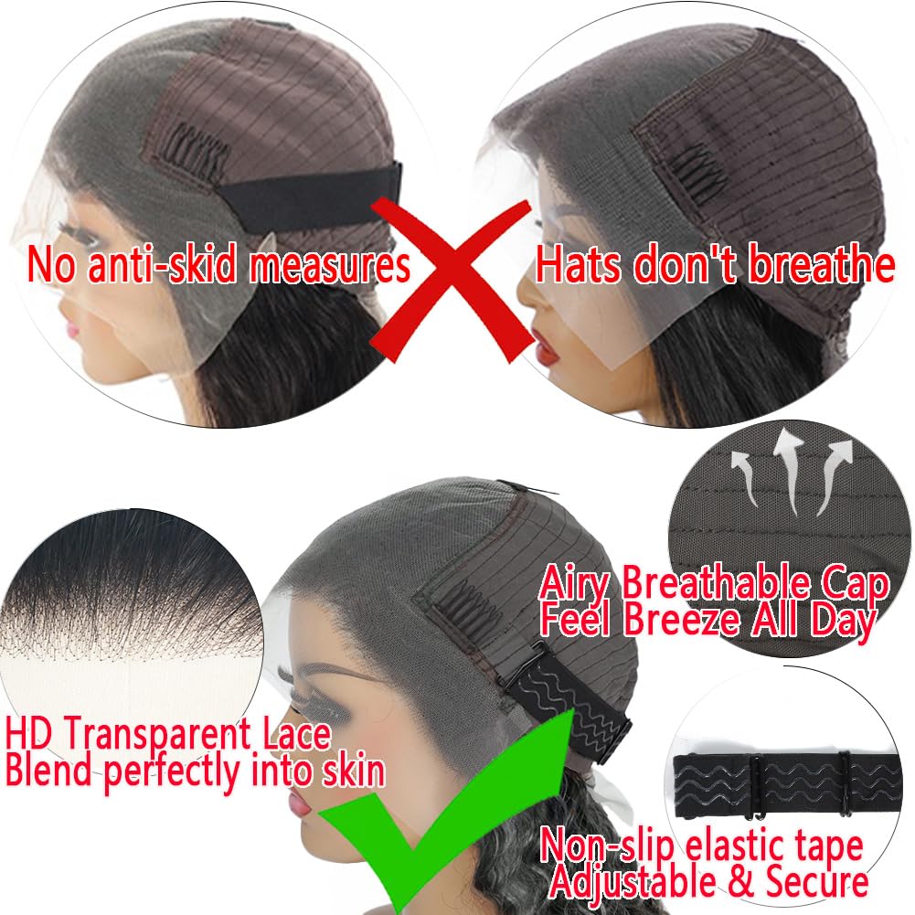 CRCCRC 30 Inch 13x6 Lace Front Wigs Human Hair Pre Plucked 200 Density Straight Glueless Wig HD Transparent Human Hair Lace Front Wigs with Baby Hair Lace Front Wigs for Black Women