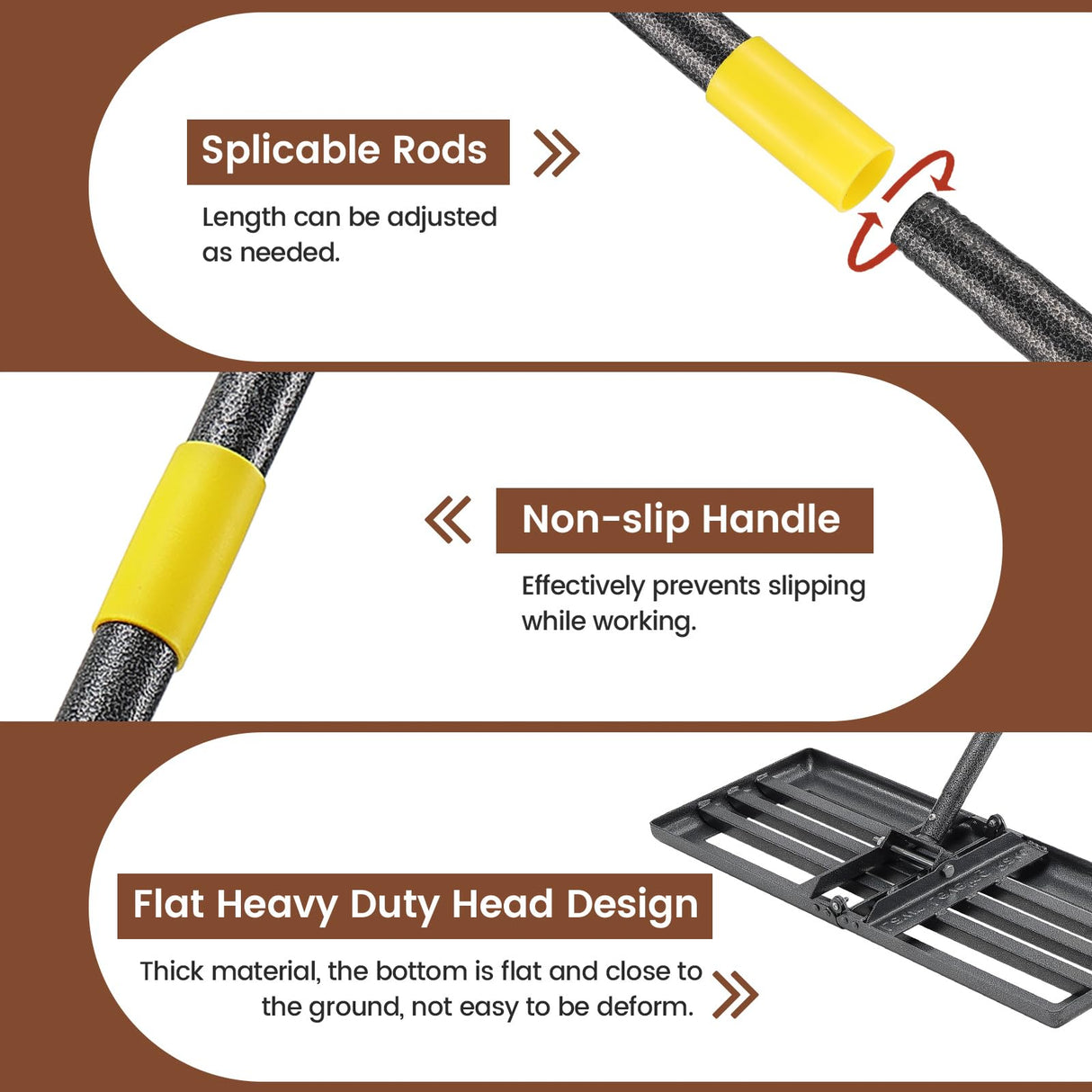 Lawn Leveling Rake, Heavy Duty 30"x10" Foldable Leveler Plate, 5FT Adjustable Stainless Steel Leveling Rake, Reinforced Welds Level rake for Soil, Dirt, Ground, Yard, Top Dressing, Landscaping
