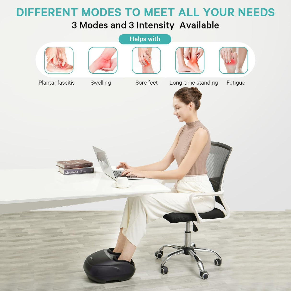 KNQZE Foot Massager Machine with Heat, Shiatsu Deep Kneading Foot Massager with Remote, Compression, Multi-Massage Modes, Auto-Off Timers, Gifts for Women Men, FSA or HSA Eligible