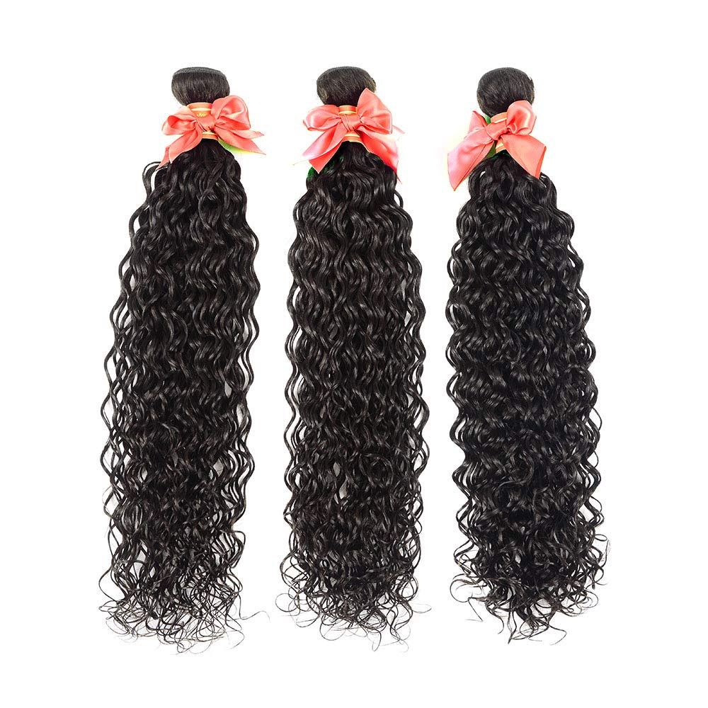 Alimog Deep Water Wave Human Hair Bundles 10A Wet and Wavy Bundles Human Hair 24 26 28 Inch Brazilian Burmese Curly Weave 3 Bundles Human Hair Extension Natural Color