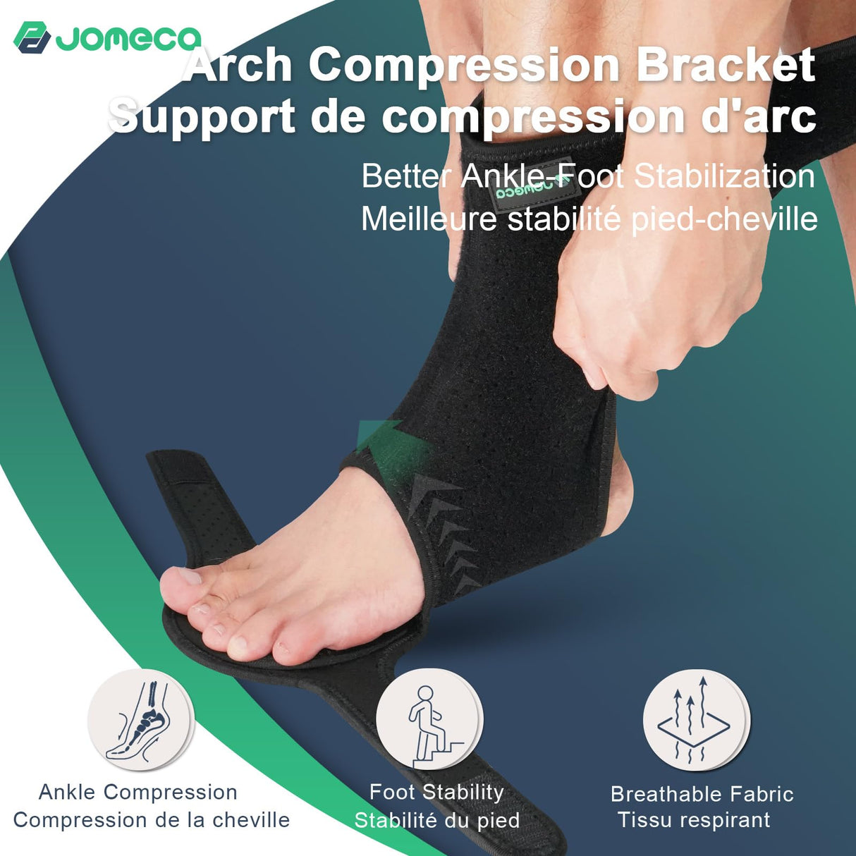 JOMECA Drop Foot Brace with Arch Support, Adjustable AFO Foot Orthosis Brace for Walking, Relieve the Instability of Lower Limbs by MS, TBI, Stroke, Cerebral Palsy, Fracture FSA or HSA Eligible (Right, X-Large)