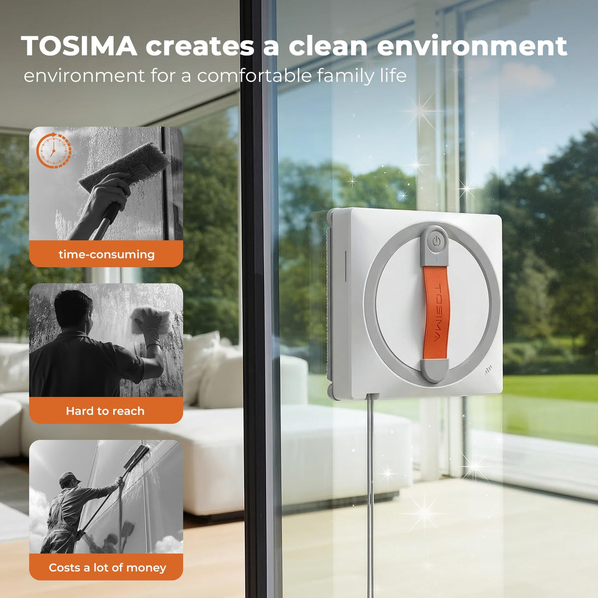 Tosima WA9C Pro Window Cleaning Robot with 4-Nozzle Dual Spray, AI Path Planning & Triple Safety System, 6 Cleaning Modes Remote Control Smart Window Robot for High-Rise Windows, Mirrors & Glass Doors