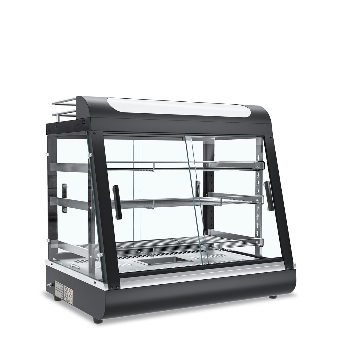 27 inch Countertop Food Warmer Display Case, 3-Tier Commercial Food Warmers with Top Rack for Milk/Bottles for Pizza/Pretzel, 3-Color Lighting, w/Thermometer for Cafeteria Kitchen Restaurant