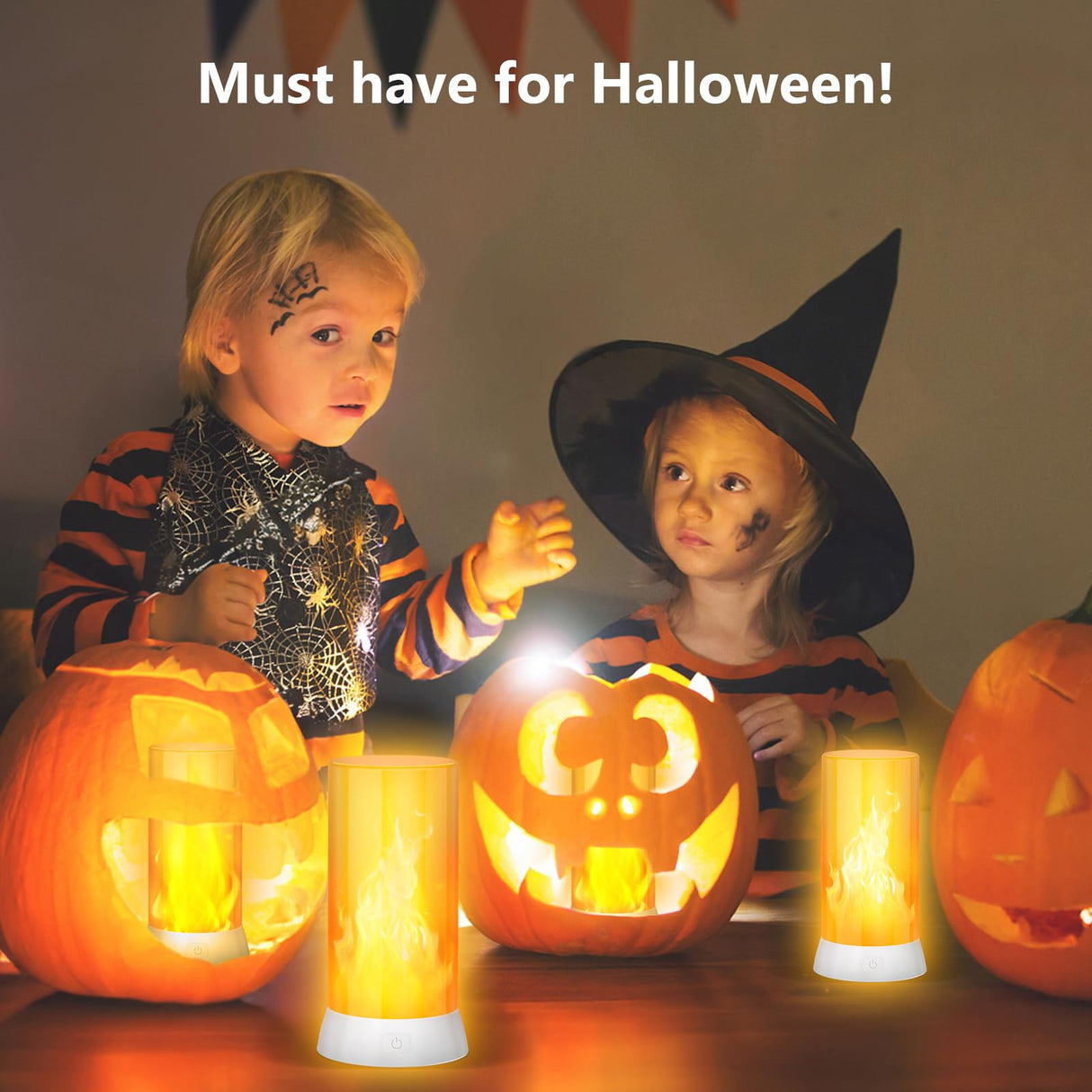 DI MORE 2PCS LED Flame Light, USB Rechargeable Flame Lamp with Remote & Timer, Waterproof Dimmable Flameless Candles Light for Home Party Garden Camping Halloween Christmas Decoration