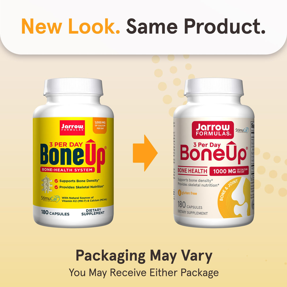 Jarrow Formulas BoneUp Three Per Day for Bone Density and Skeletal Nutrition, Includes Vitamin D3, K2 (as MK-7) and Calcium, 180 Capsules, 60 Day Supply