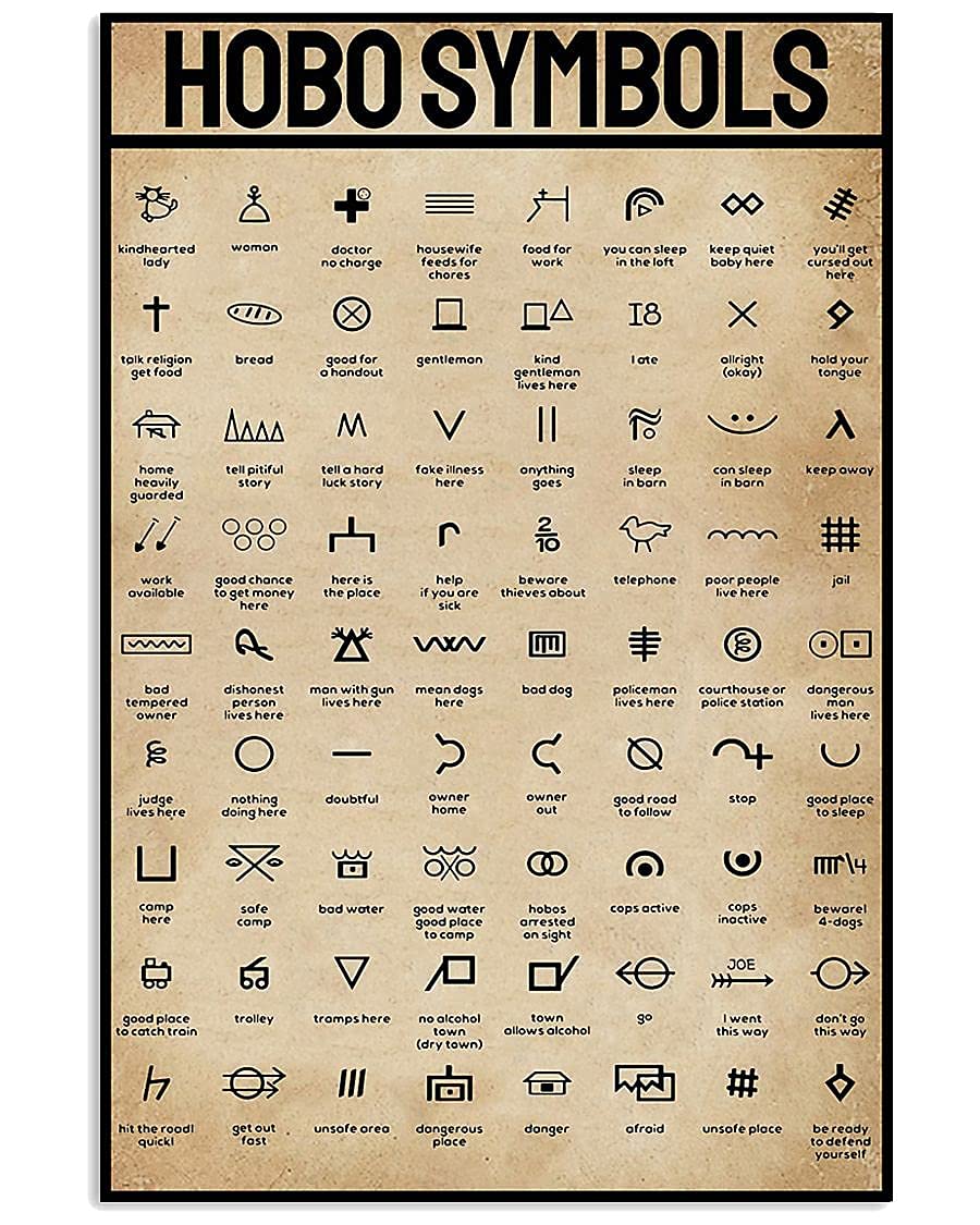 JIUFOTK Hobo Symbols Wall Decor 8x12 Inches - Metal Signs for Kitchen, Bathroom, Home & Retro Plaque Gifts