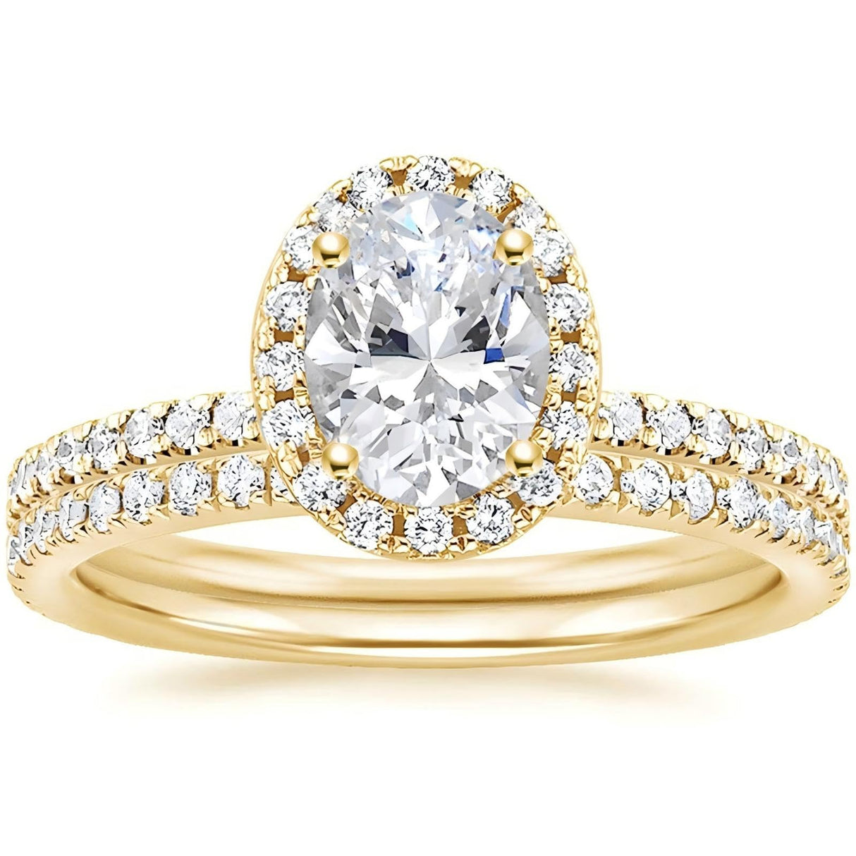 EAMTI 1.5CT Bridal Ring Sets Oval Cut CZ Promise Engagement Rings Halo Wedding Bands for Women Travel Silver Ring 14K Gold Plated Size 7