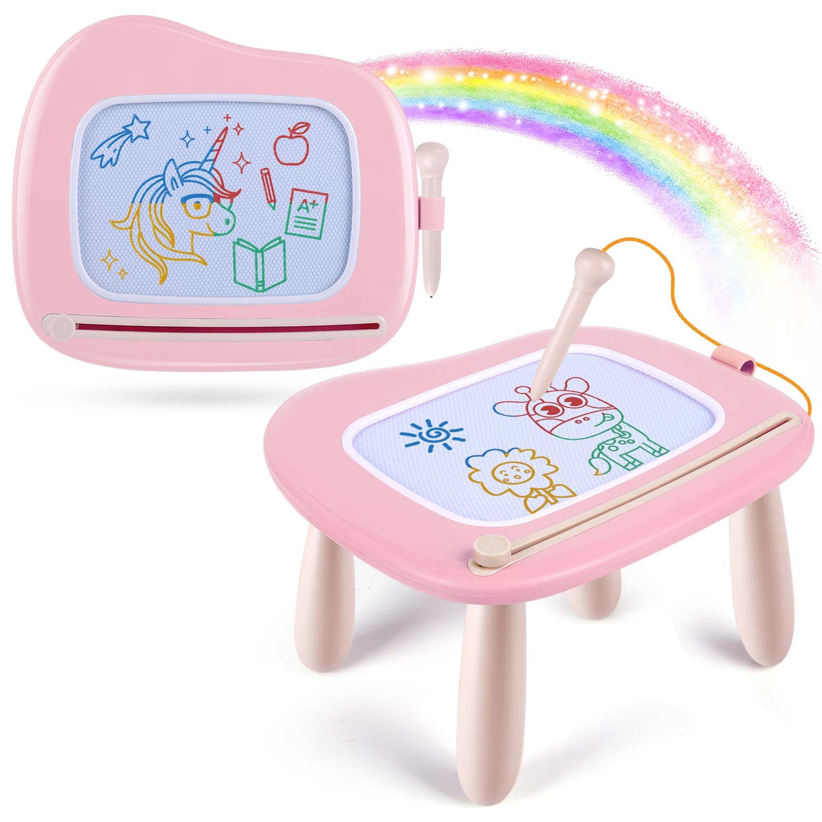 Smasiagon Magnetic Drawing Board for Kids, Toddler Toys for 1-2 Year Old Girl, Portable Doodle Board Pad Learning and Educational Toys for Ages 1 2 3 Year Old Baby Girl Birthday Giftļ¼Pinkļ¼
