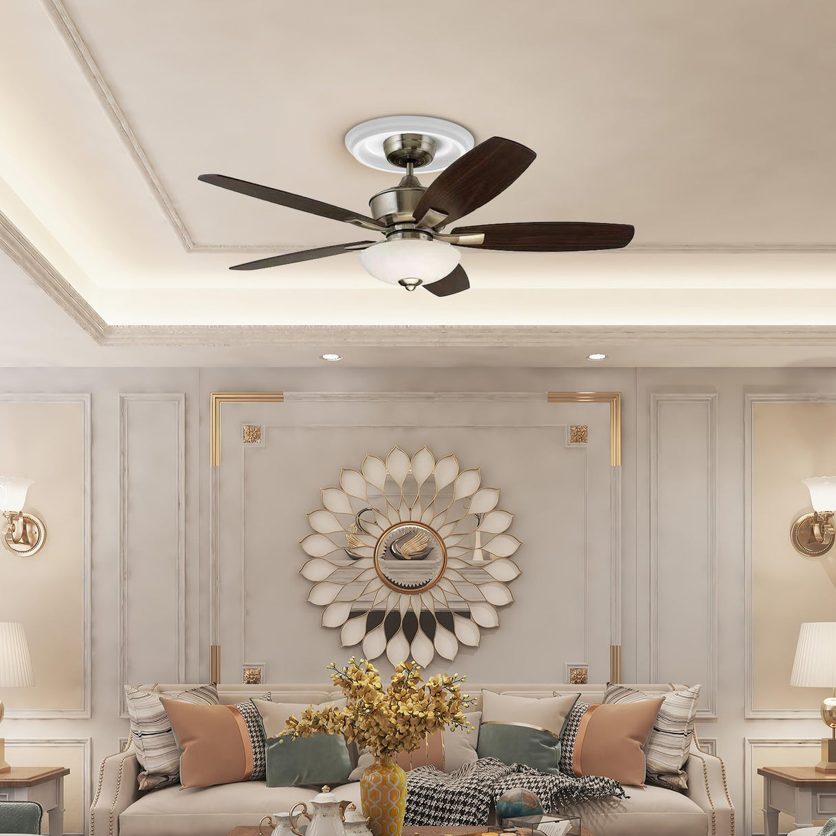 2Packs Molded Nylon Ceiling Medallion for Light Fixtures and Ceiling Fans, 9.8"OD x 4"ID x 0.94"P (Fits Canopies up to7-1/4")(White)