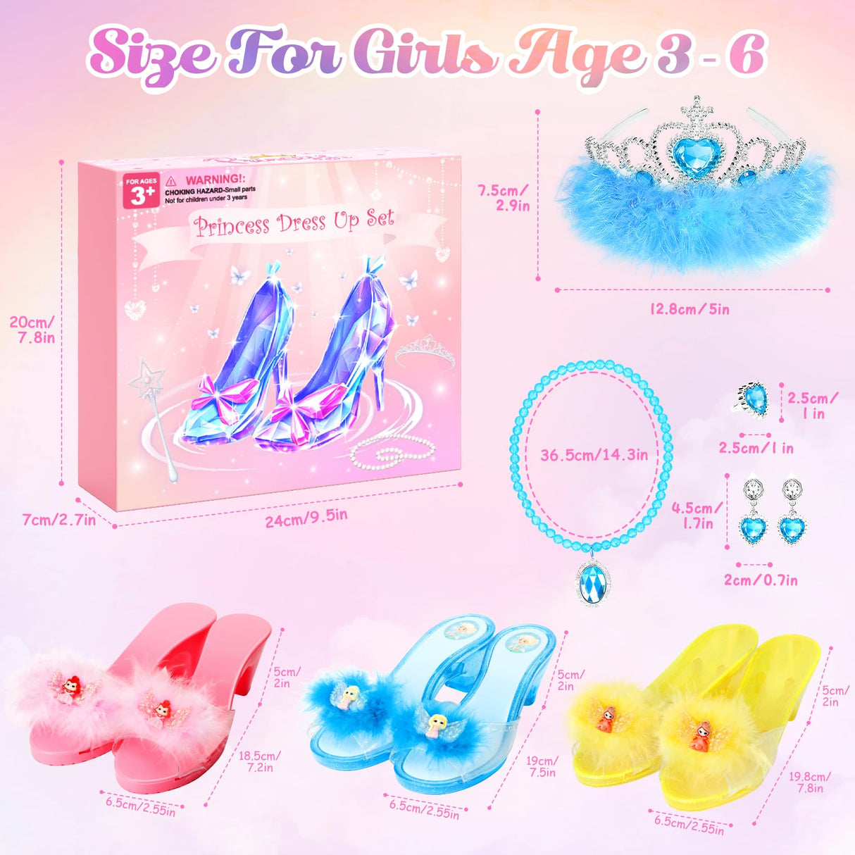 Mastom Princess Role Play Dress Up Shoes Set for Girls