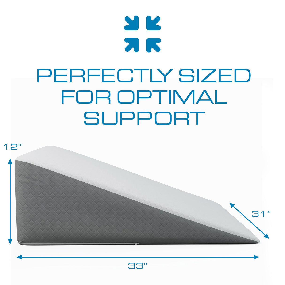 Kölbs Bed Wedge Pillow Extra Wide with Memory Foam Top, Large 12 Height (31 x 33 x 12) Stylish Jacquard Cover for Sleeping and Acid Reflux