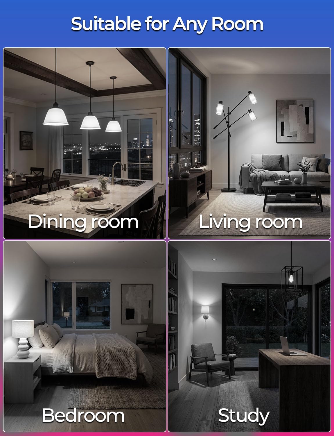 ILC Color Changing LED Light Bulb, A15 40W Equivalent, 5000K Daylight White, 450LM 5W E26 Screw Base RGBW, Mood Light Bulb - RGB 12 Color Choices - Timing Infrared Remote Control Included (4 Pack)