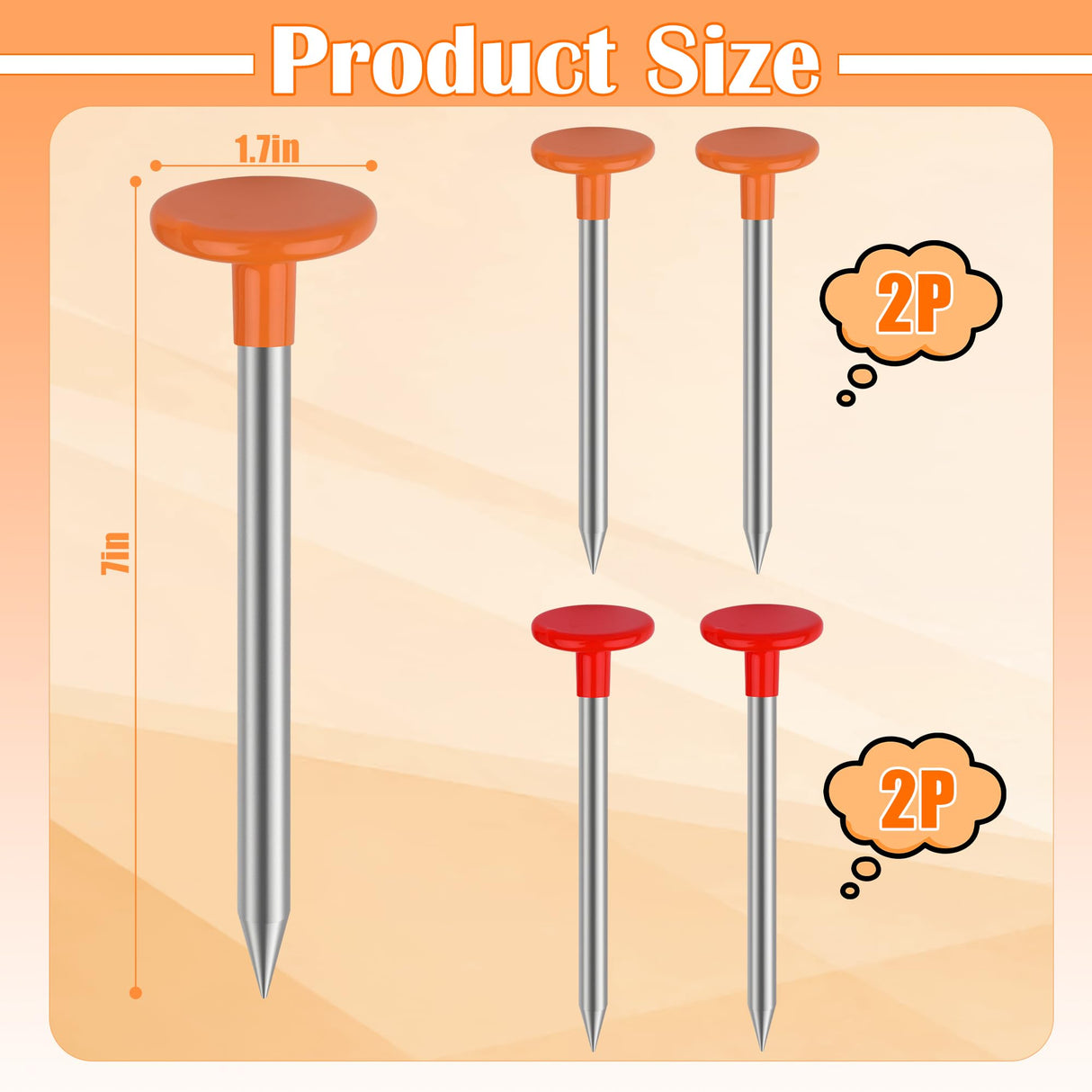 Larbeti 4Pcs Low Profile Survey Stakes, Heavy Duty Survey Marker Stakes