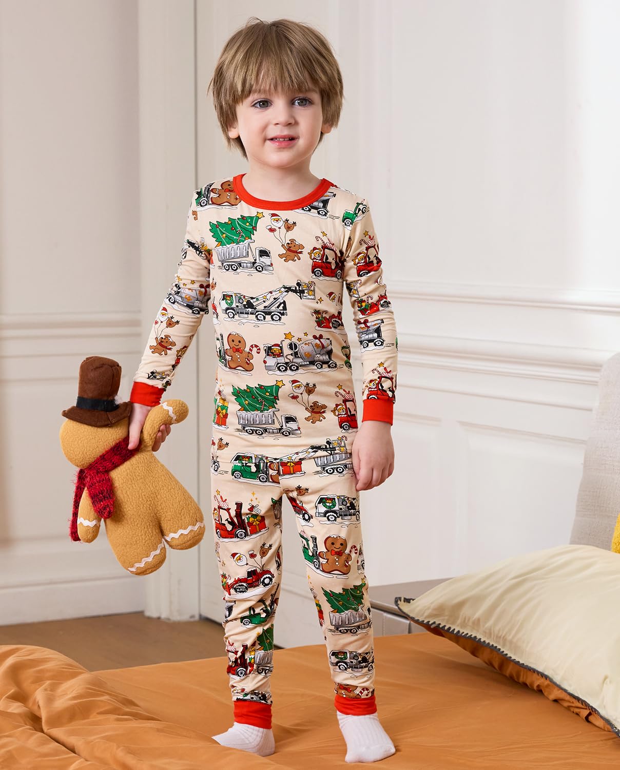Bamboo Viscose Toddler Christmas Pajamas Boys Girls Kids Baby 2pcs Long-Sleeve Pyjamas Set 3-4T Snug fit Sleepwear Pjs