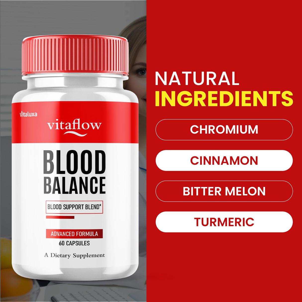 Vitaflow Blood Balance Support Supplement, Vita Flow Capsules Premium Glycogen Blend for Joints, Vital Flow Glyco Pills Maximum Strength Pressure Breathing, Vitalflow Natural Advanced Formula (60 Ct)