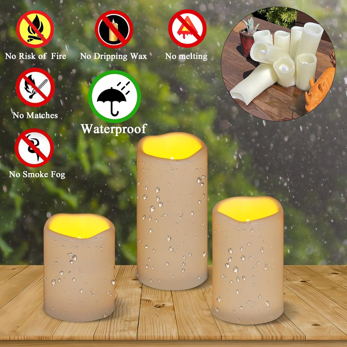 Artmarry Flameless Candles 4" 5" 6" Set of 9 Ivory Waterproof Pillars 3" Diameter Battery Operated Flickering Candles Include 10-Key Remote Timer Function 400+ Hours by 2 AA Batteries (9 Pack)