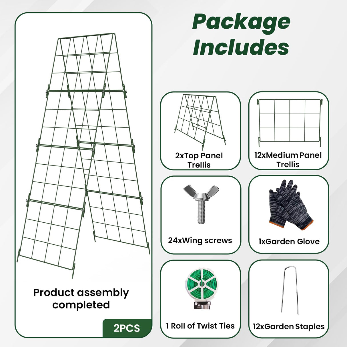 Adjustable A-Frame Trellis for Climbing Plants Outdoor, 48"x32" Cucumber Trellis for Raised Bed, Metal Garden Trellis with Grid Design, Tomato, Grape, Bean, Pea, Squash, Vegetable Trellis (Green)