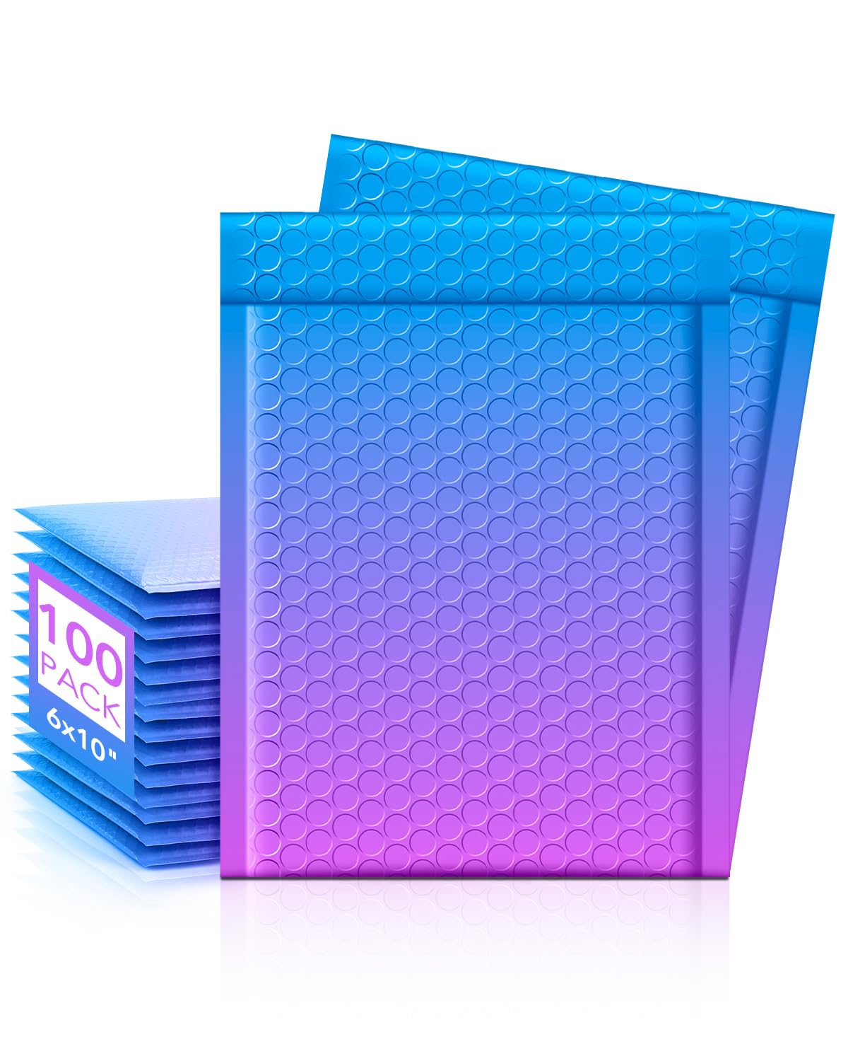 Metronic Bubble Mailers 6x10 Inch 100 Pack BluePurple Usable Size 6x9" Pretty Bubble Mailer Waterproof Padded Envelopes for Christmas Gift Packaging, Mailing, Shipping, Small Items Bulk