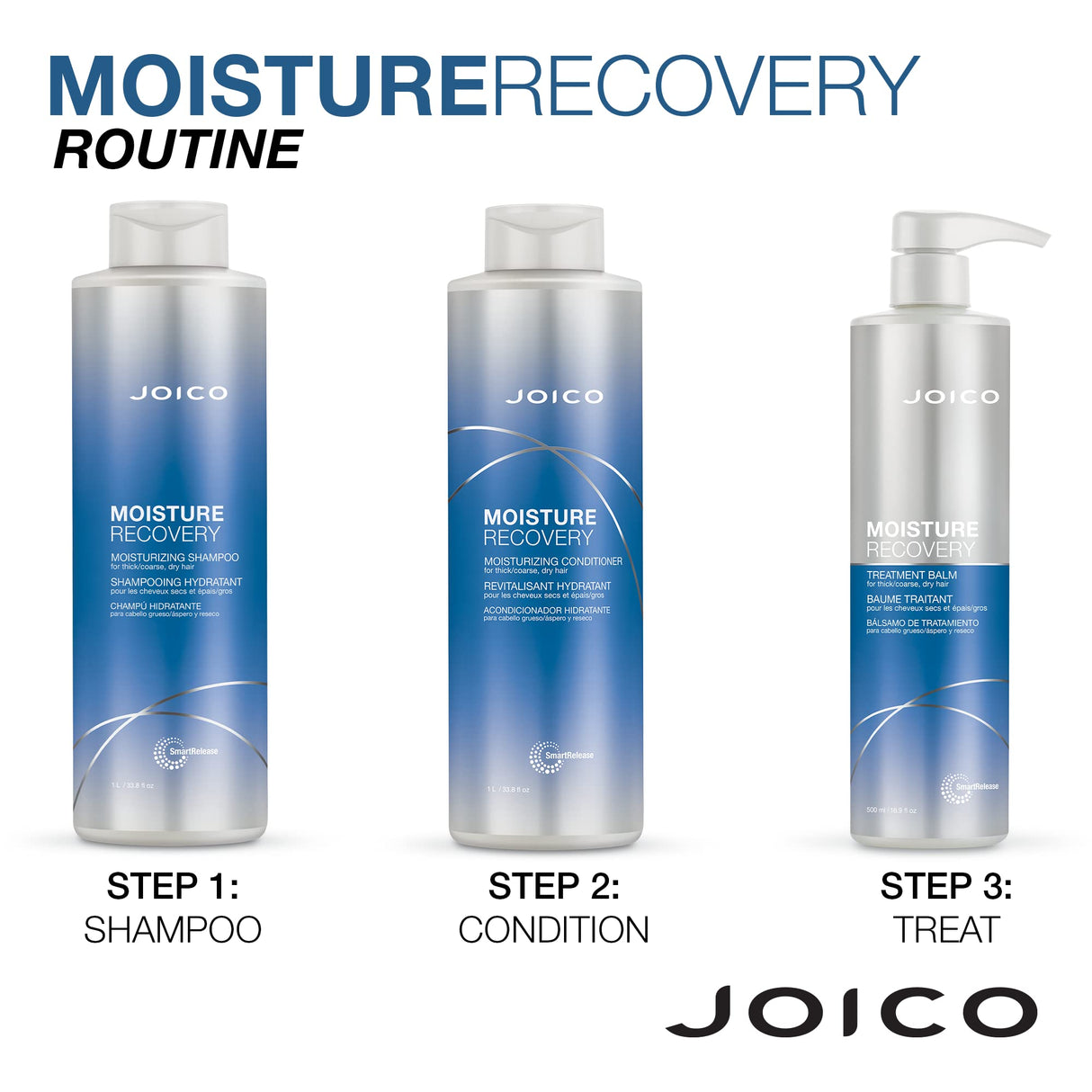 Joico Moisture Recovery Moisturizing Shampoo & Conditioner Set | Replenish Loss Moisture | For Thick & Coarse & Dry Hair
