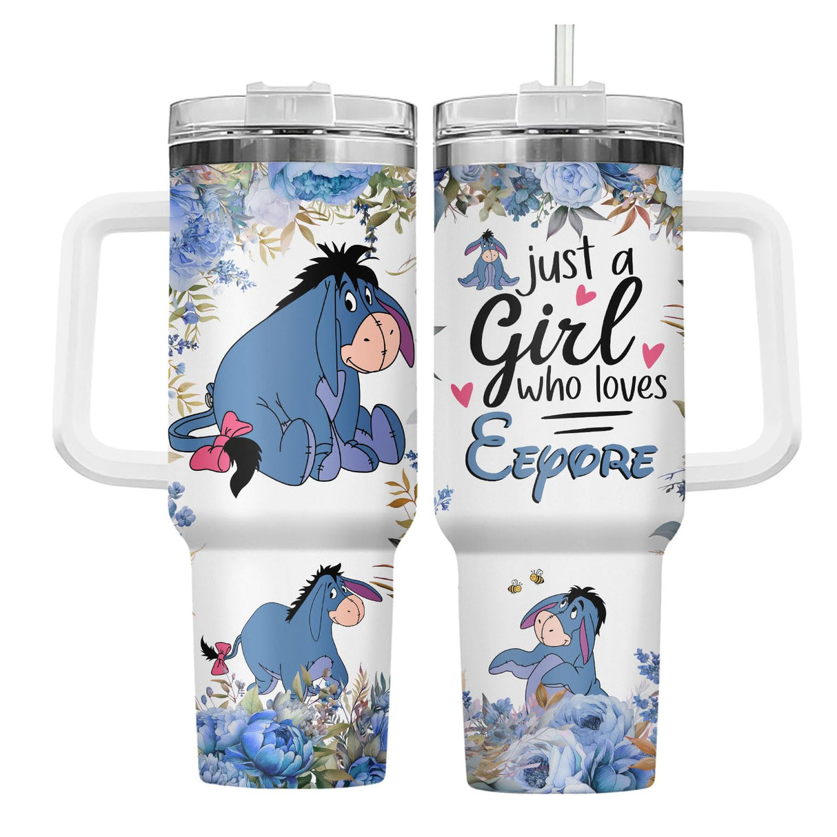 GEPOSTORE Christmas Gifts for Women Girls, Blue Donkey 40oz Tumbler with Handle, Cute Cartoon Character Tumbler, Birthday Gifts for Movie Lover