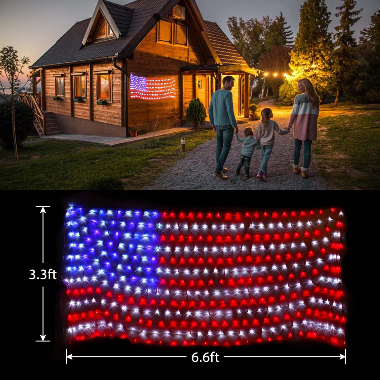 Super Large Size American Flag Lights, July 4th Patriotic Lights