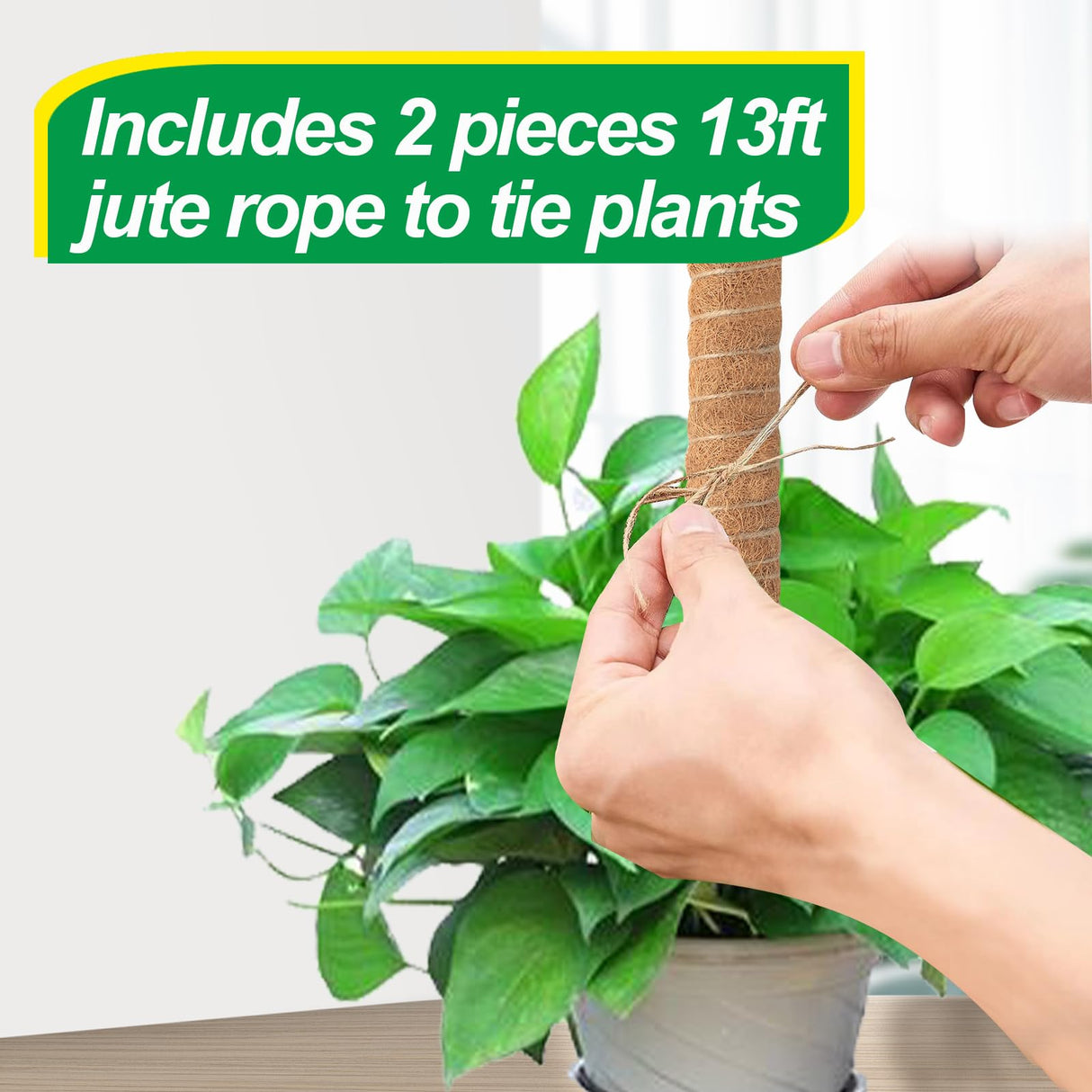 6 Pack Moss Poles for Monstera Plant Support (4x17in + 2x12in, 92in Total) – Stackable Moss Pole for Plants,Ideal Plant Stakes for Indoor Plants, Pothos, and Philodendron Support,with Garden Ties