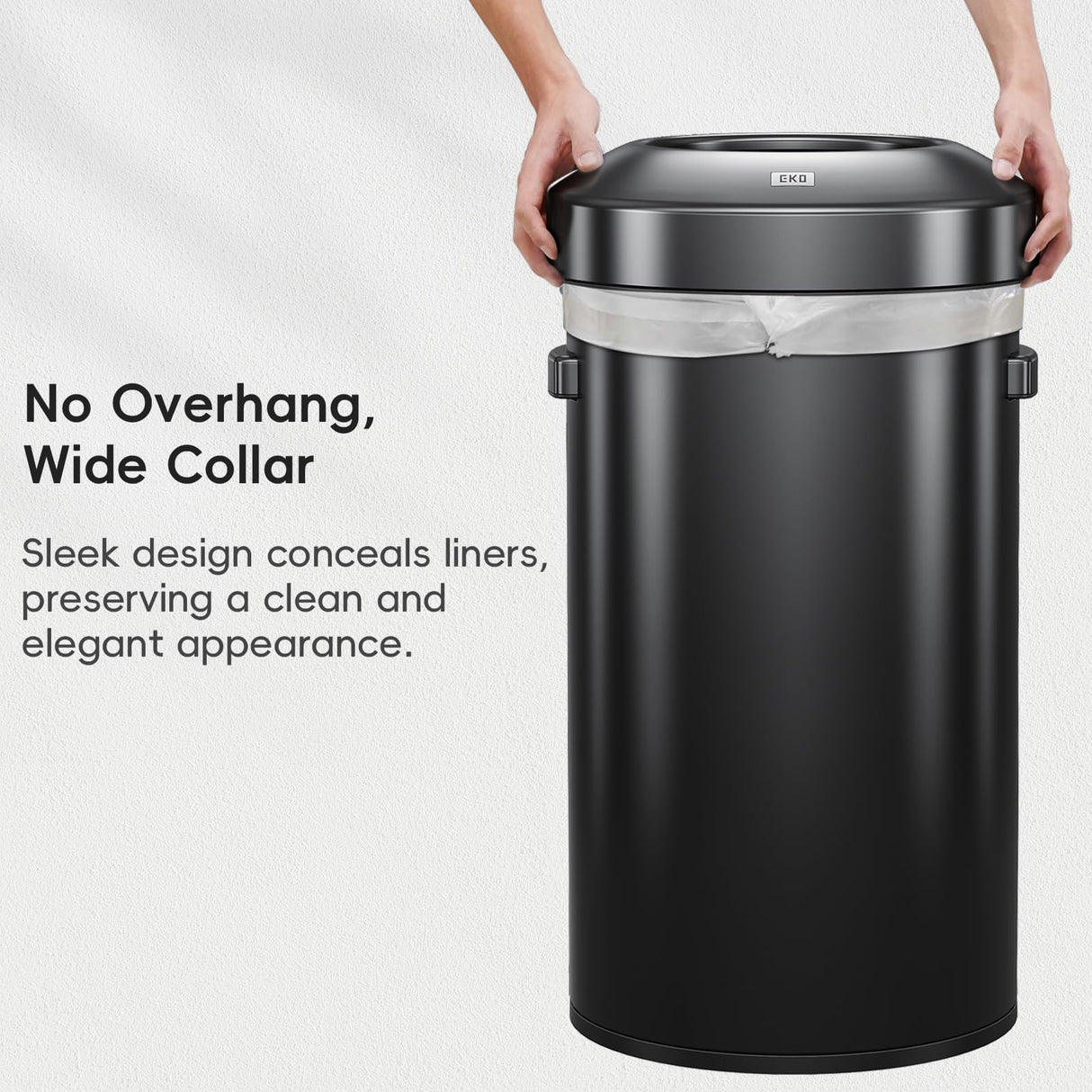 EKO Urban 32 Gallon Round Black Stainless Steel Open Top Waste Bin, Tall Commercial Trash Can for Indoor/Outdoor, Extra Large Metal Garbage Bin for Office, Restaurant, Restroom,120L