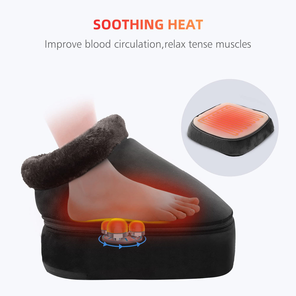 COMFIER Foot Warmer Massager,Gifts for Women,Men,Shiatsu Foot Massager with Heat, Electric Heating Pad for Back Feet,Back Massager for Pain Relief(Black)