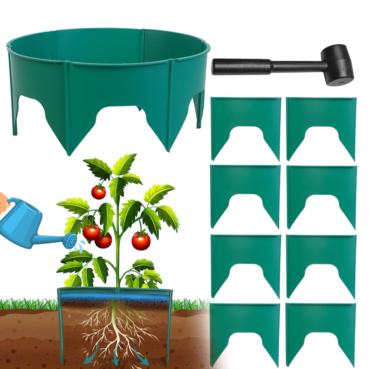 24Pcs Planting Grow Rings for Outdoor Plants, Diameter Range 8.2-15.7 Inch