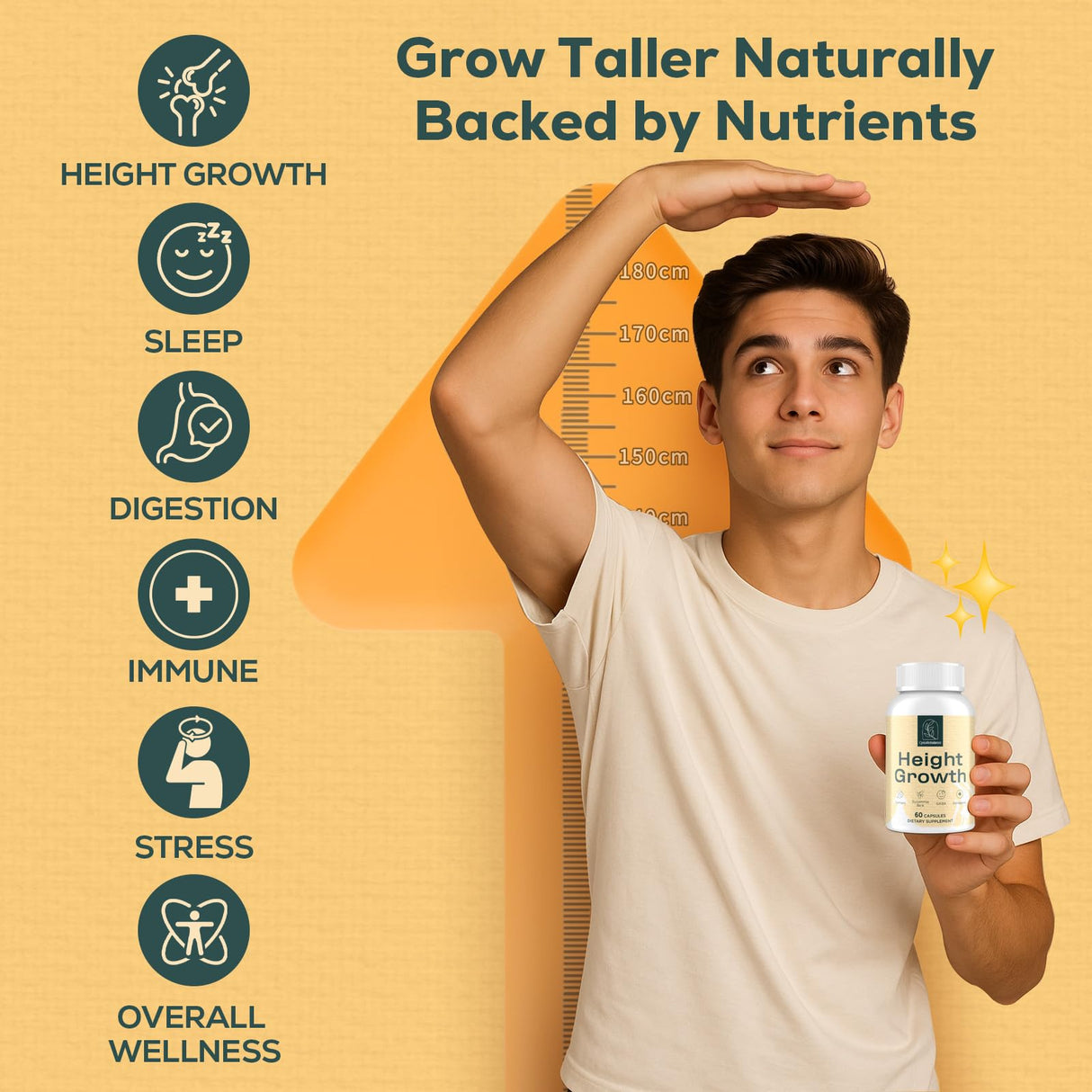 CystoRebalance 25-in 1 Bone Strength Supplement - for Natural Growth, Digestion and Stress - High Absorption - Calcium, Magnesium, Zinc, Ashwaganda and Multivitamins for Age 12+ | 60 Caps