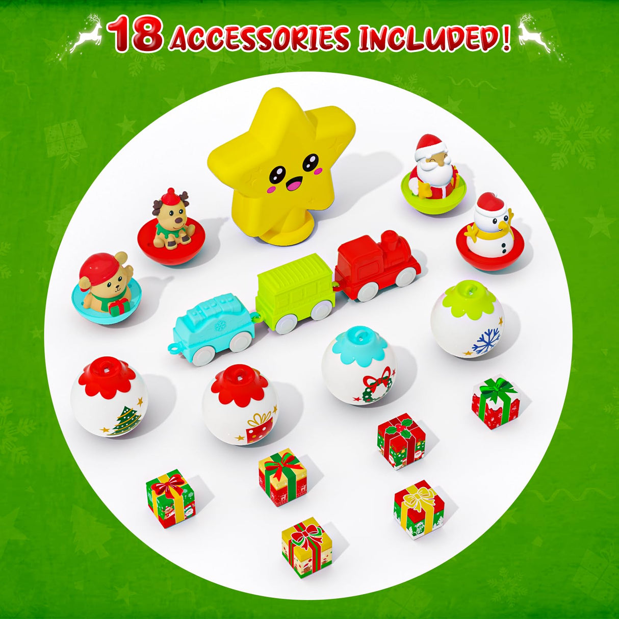 My First Christmas Tree for Toddlers: Kids Christmas Tree Toy Set with DIY Train Set&Tracks,18 Colorful Decorations Sensory Developmental for Little One Xmas Birthday Gifts for Boys & Girls