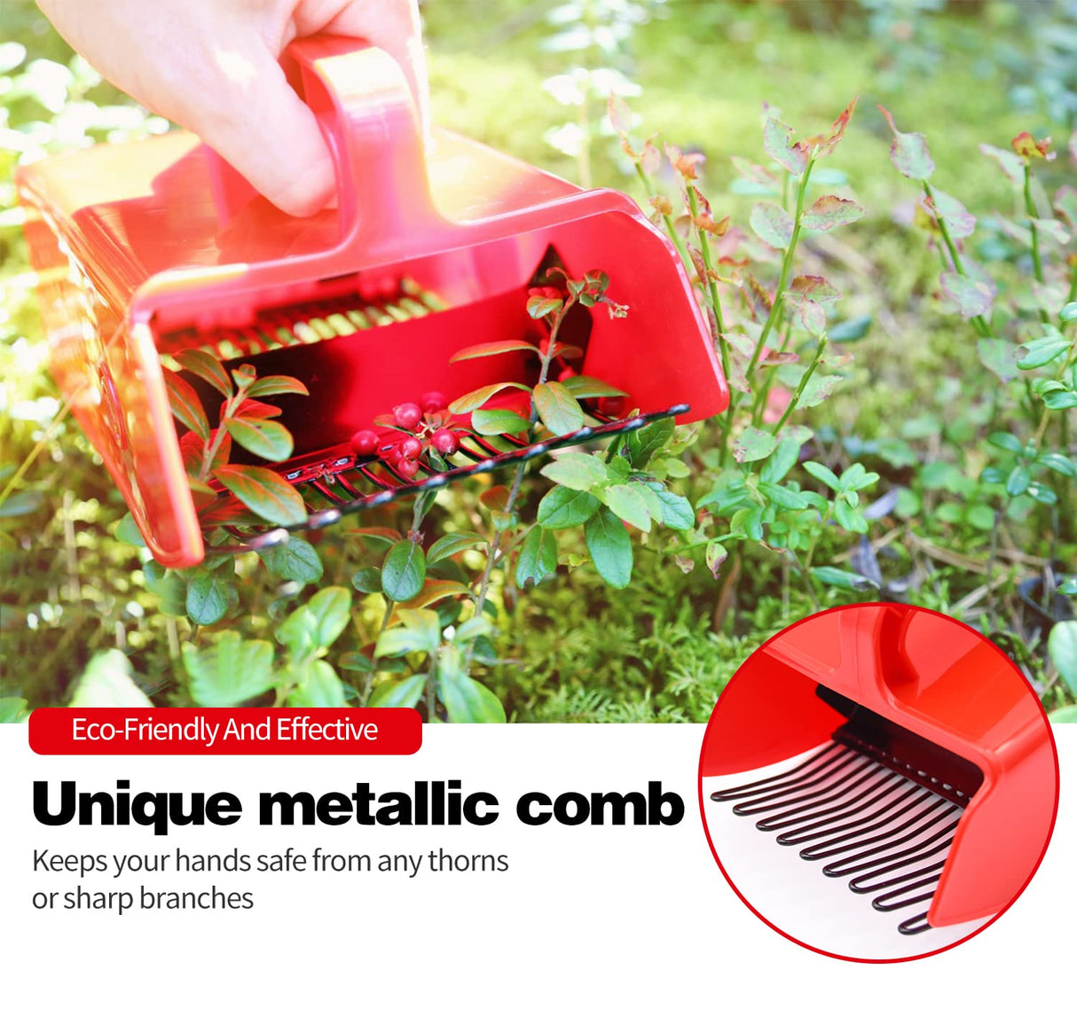 2 Pack Berry Pickers, with Metallic Comb and Ergonomic Handle