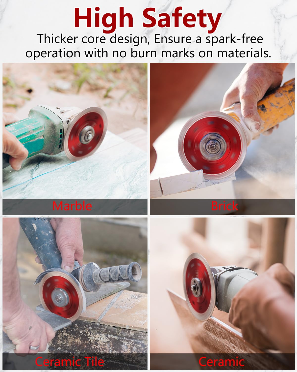 5Pcs Diamond Saw Blades, 4-1/2" Tile Grinder Cutting Blade for Angle Grinder Tile, Super Thin Indestructible Disc for Grinder for Cutting Porcelain Ceramic Granite Marble.