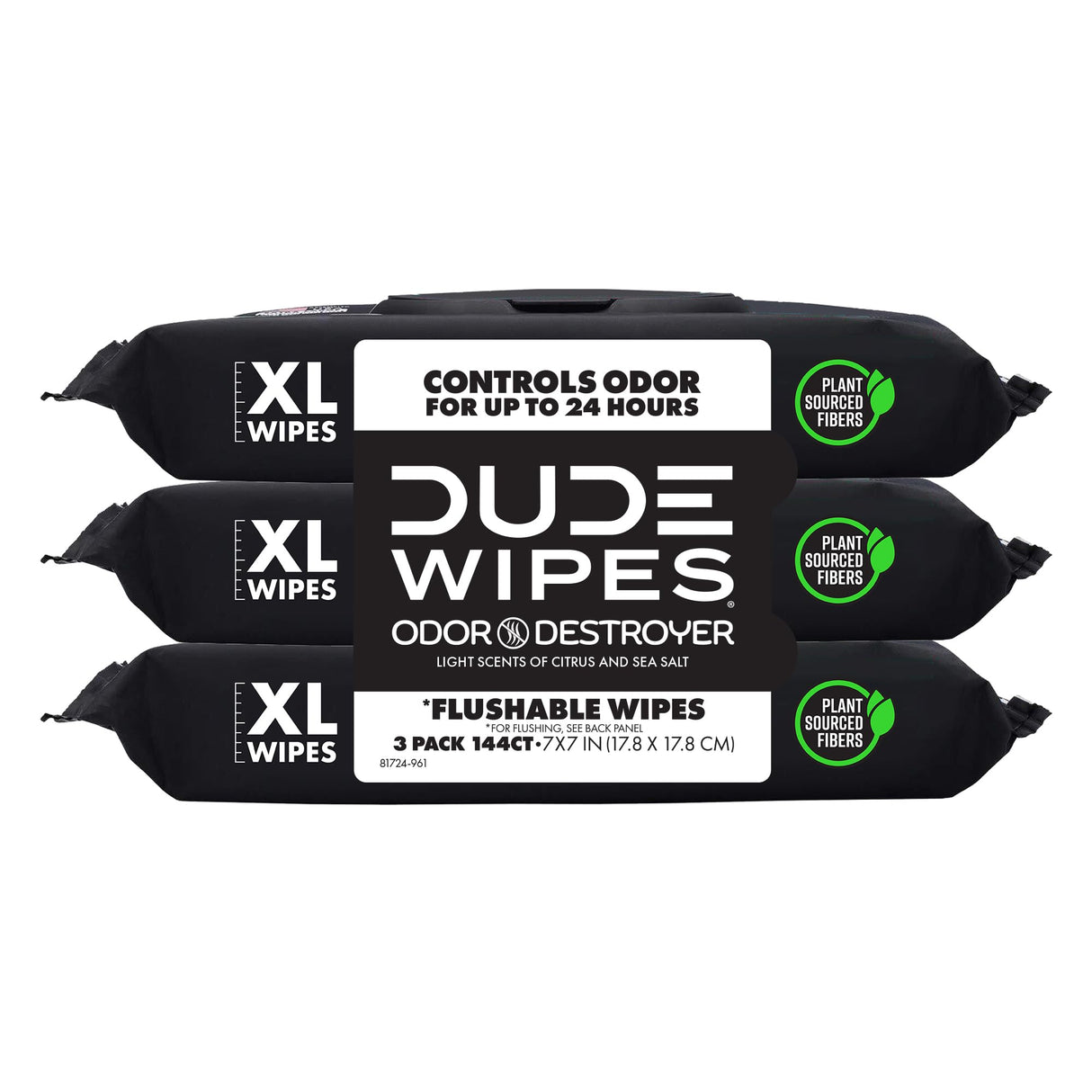 DUDE Wipes - Flushable Wipes for Adults - 6 Pack, 288 Wipes - Odor Destroyer XL Adult Wet Wipes - Deodorizing with Clean Scent - Up to 24 Hours of Odor-Destroying Technology