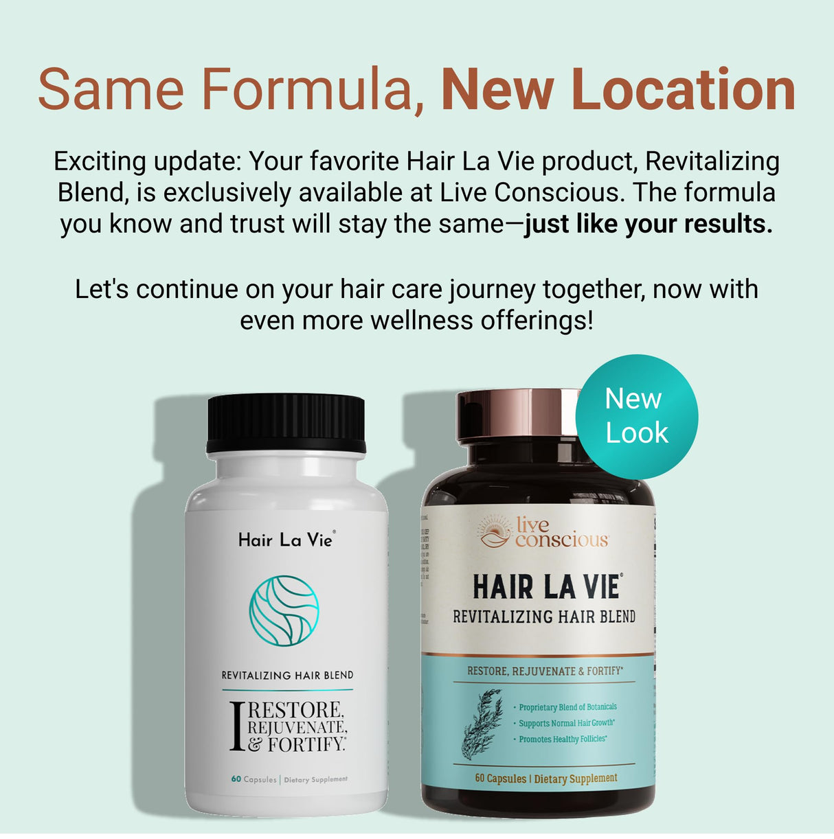 Hair La Vie Live Conscious Revitalizing Blend Hair Growth Vitamins for Women to Support Health of Hair - Supplements w/Biotin, Collagen & Saw Palmetto for Thick, Full Hair - 60 Caps