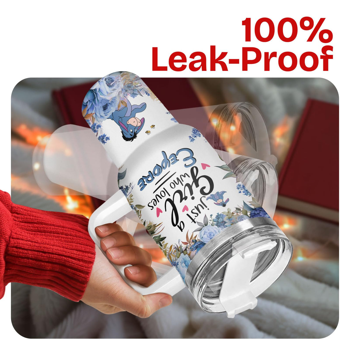 GEPOSTORE Christmas Gifts for Women Girls, Blue Donkey 40oz Tumbler with Handle, Cute Cartoon Character Tumbler, Birthday Gifts for Movie Lover