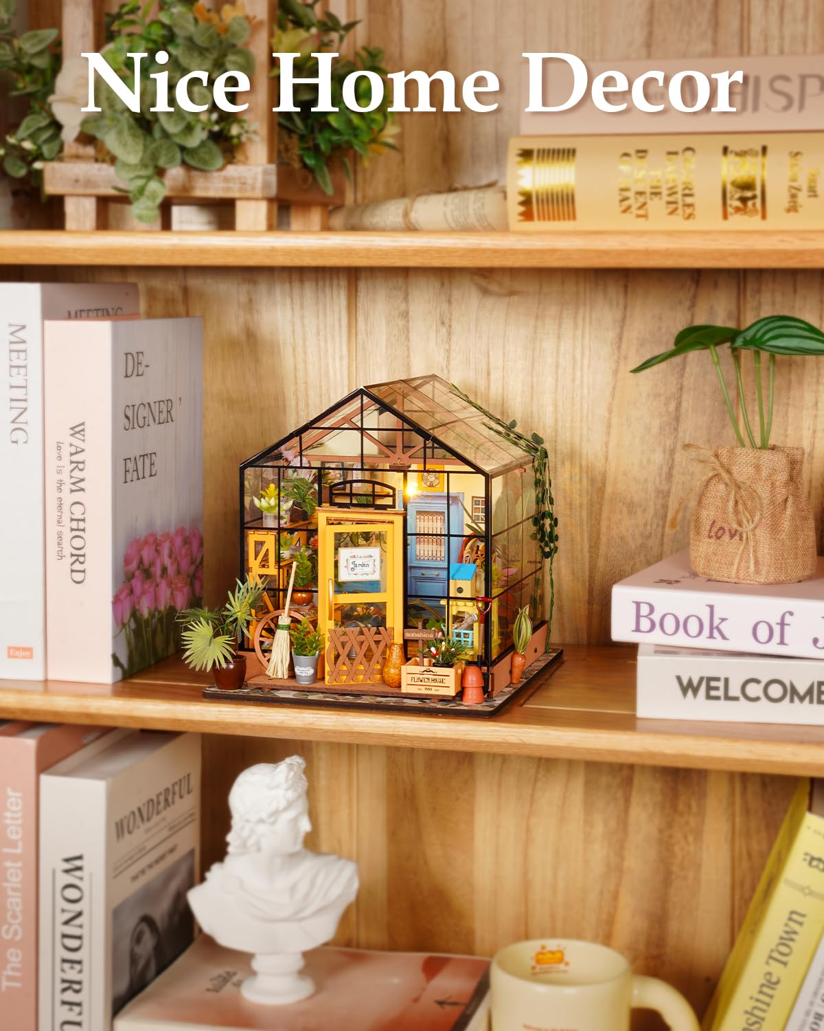 Rowood Miniature House Kit, DIY Miniature Greenhouse Dollhouse Kits for Adults, Mayberry Street Miniatures, Wooden Crafts for Adults, Gifts on Birthday Christmas - Cathy's Flower House
