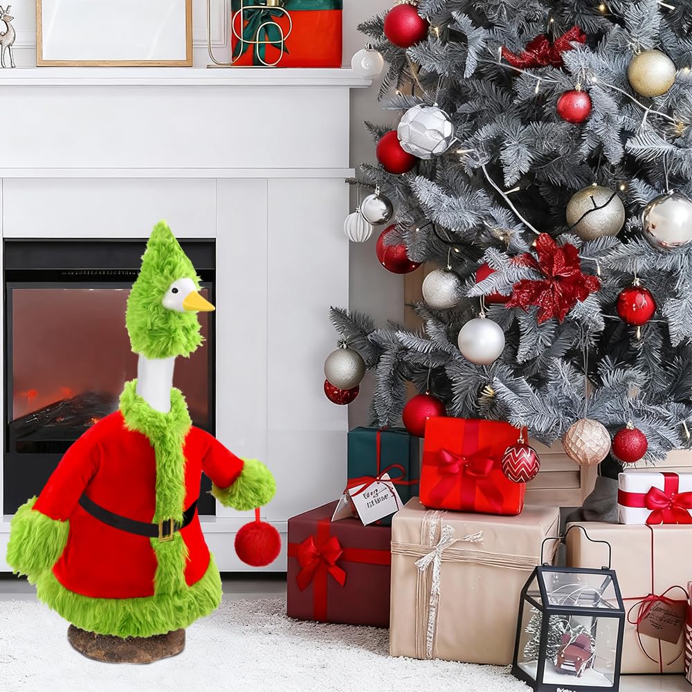 Teeanzo Christmas Winter Goose Outfit for 23" Porch Goose Holiday Red Green Cloths Costume Xmas Winter Outdoor Garden Patio Yard Lawn Art Decoration