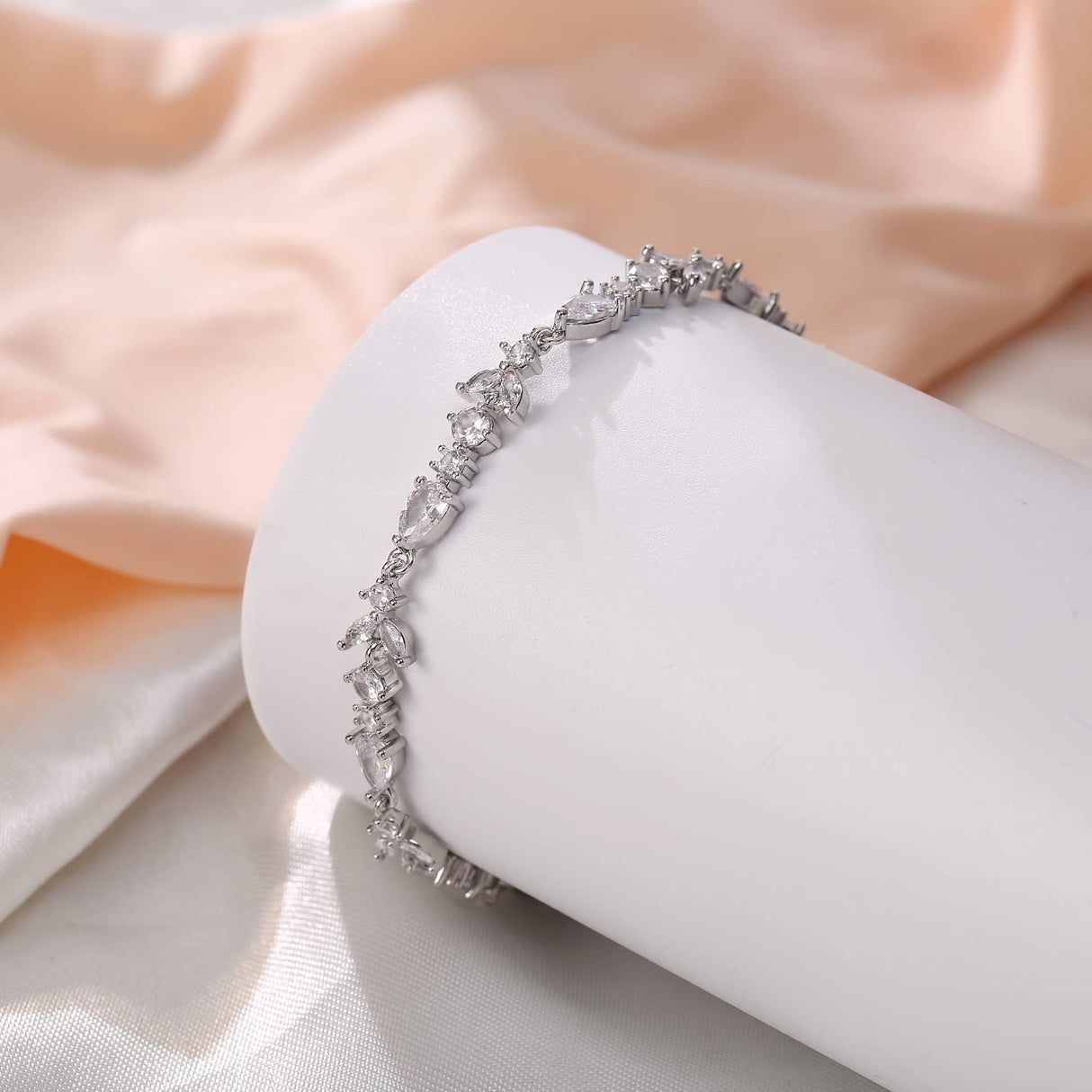 Crysdue Teardrop Marquise CZ Tennis Bracelets Wedding Bridal Jewelry Clear