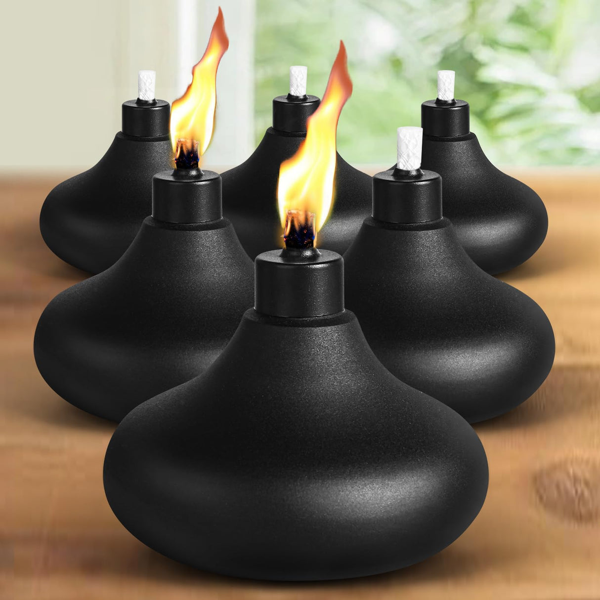 FAN-Torches 4 Pack Table Top Torches, 24.5oz Citronella Torches for Outside, Decorative Tabletop Lantern for Yard, Patio, Deck, Garden, Party, Landscape