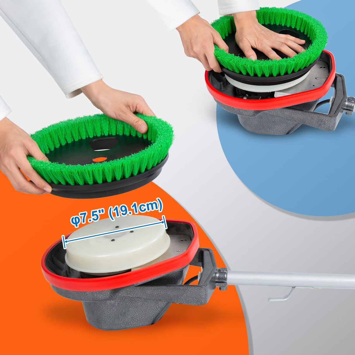 HHQ Commercial Scrub Brush for Orbital Floor Scrubber, Compatible with Oreck Orbiter XL ORB550MC, Bissell BGEM9000, 12" Diameter, Light-Duty Brush, Green