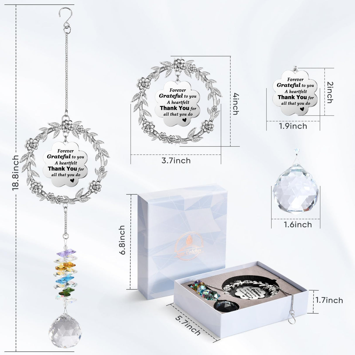 Thank You Gifts for Women, Sun Catcher Gift with Engraved Thank You Message