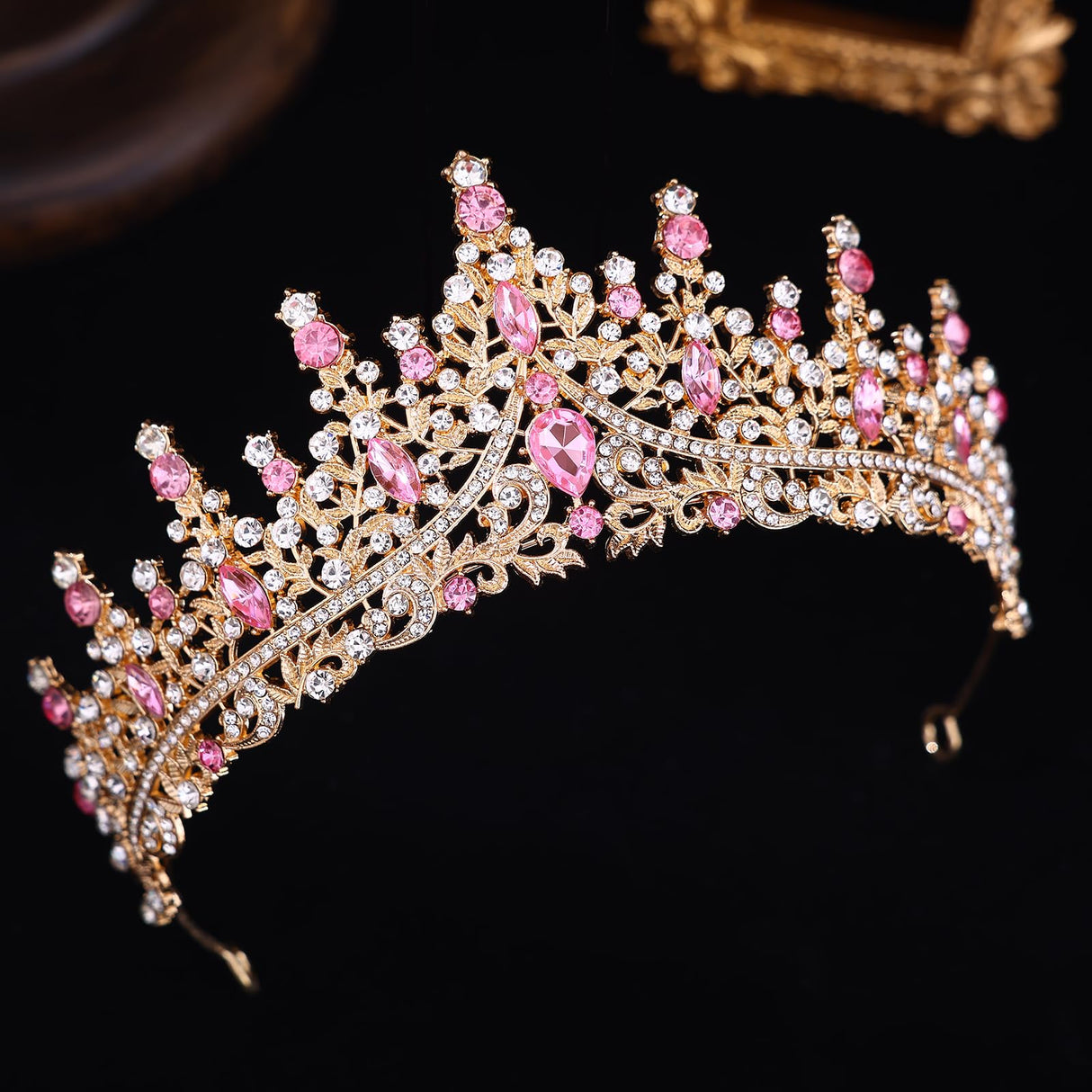 Crystal Crown and Tiara Jewelry Set for Women Bride with Necklace Earrings