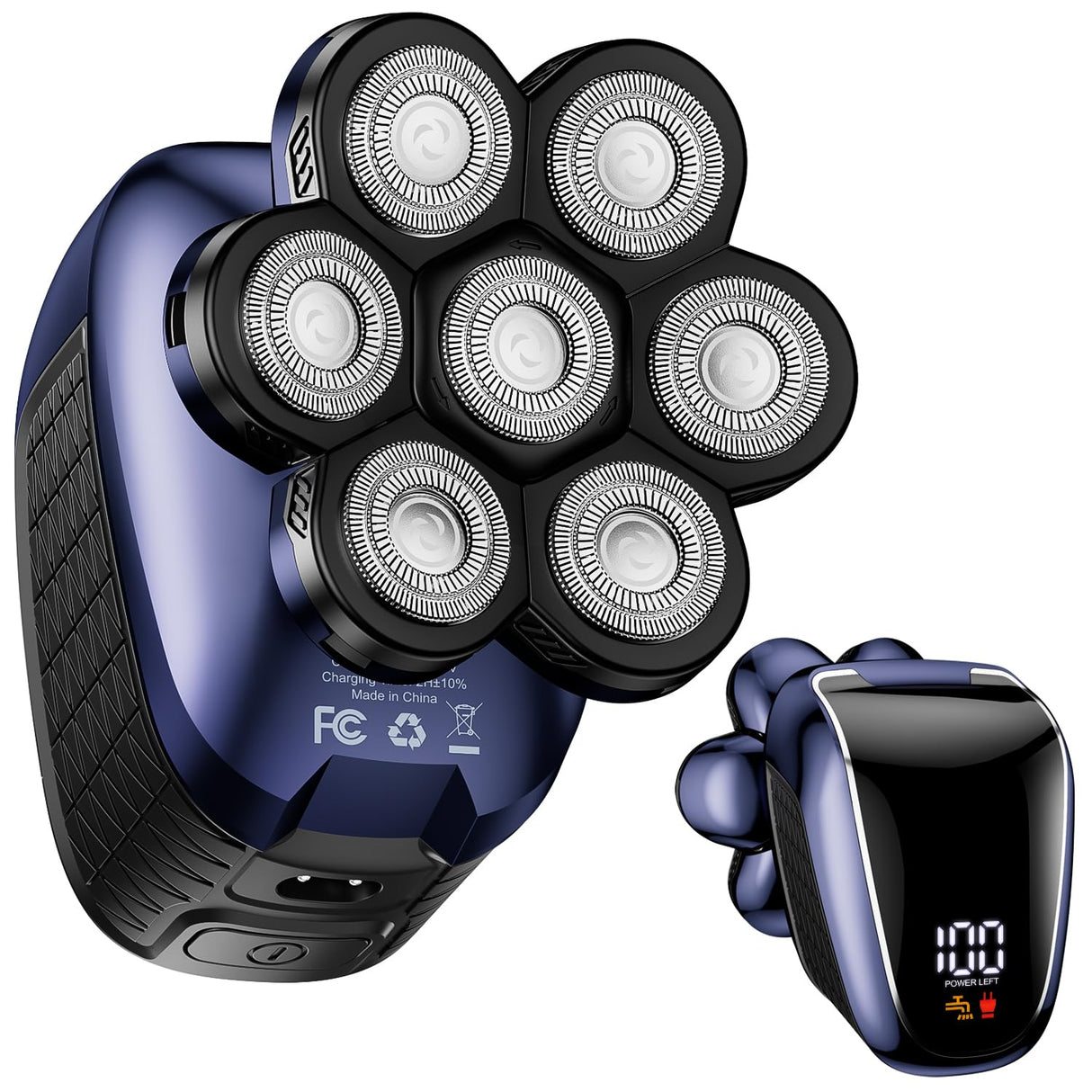 Head Shaver 7D, Wyklaus Head Shavers for Bald Men, Head Electric Razor with Nose Hair Trimmer, Waterproof Wet Dry Mens Grooming Kit (Blue)