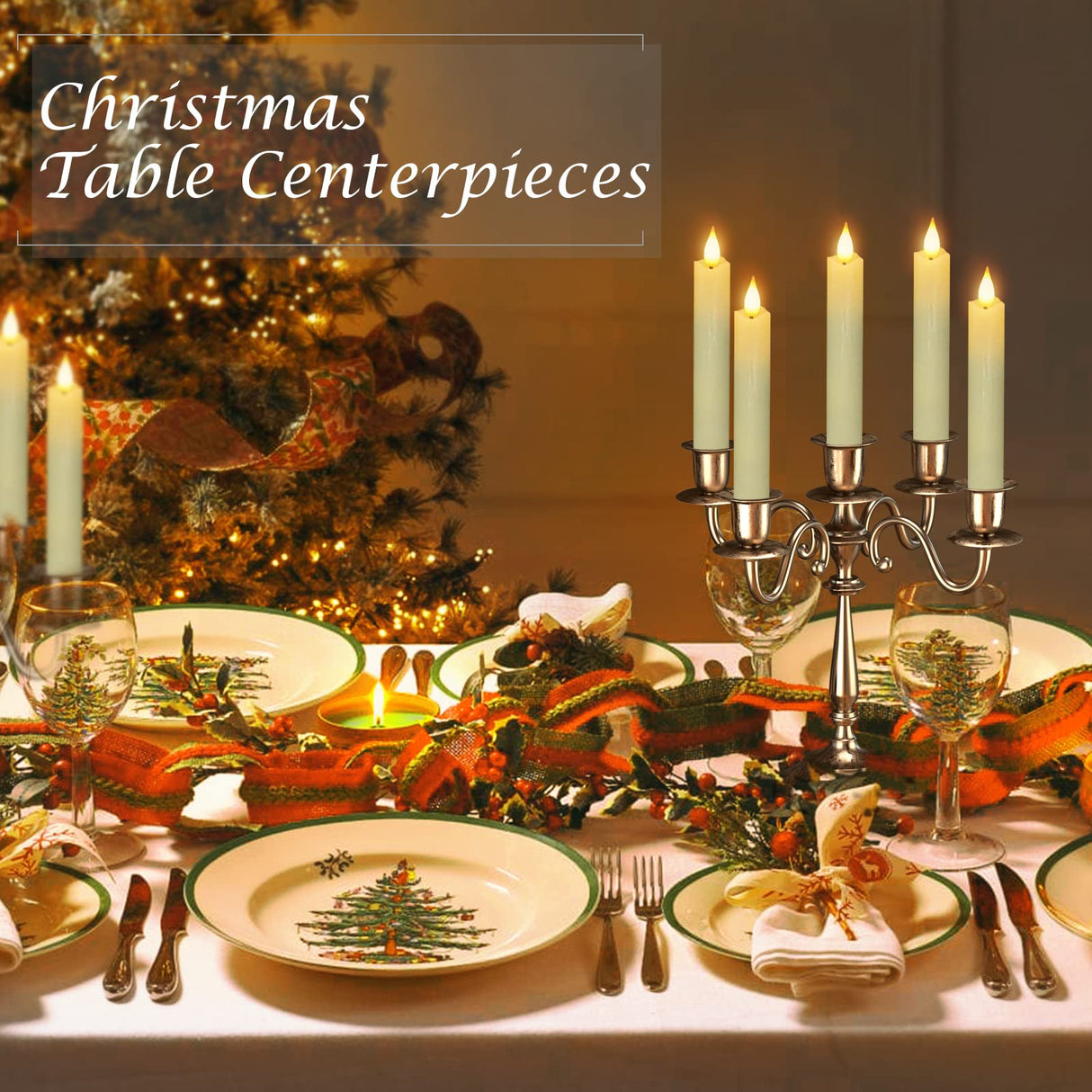 PChero Flameless Flickering Taper Candles with Remote Timer and Dimmer, 6.4 Inch Real Wax Ivory LED Candlesticks Battery Operated for Halloween Christmas Home Wedding Decor