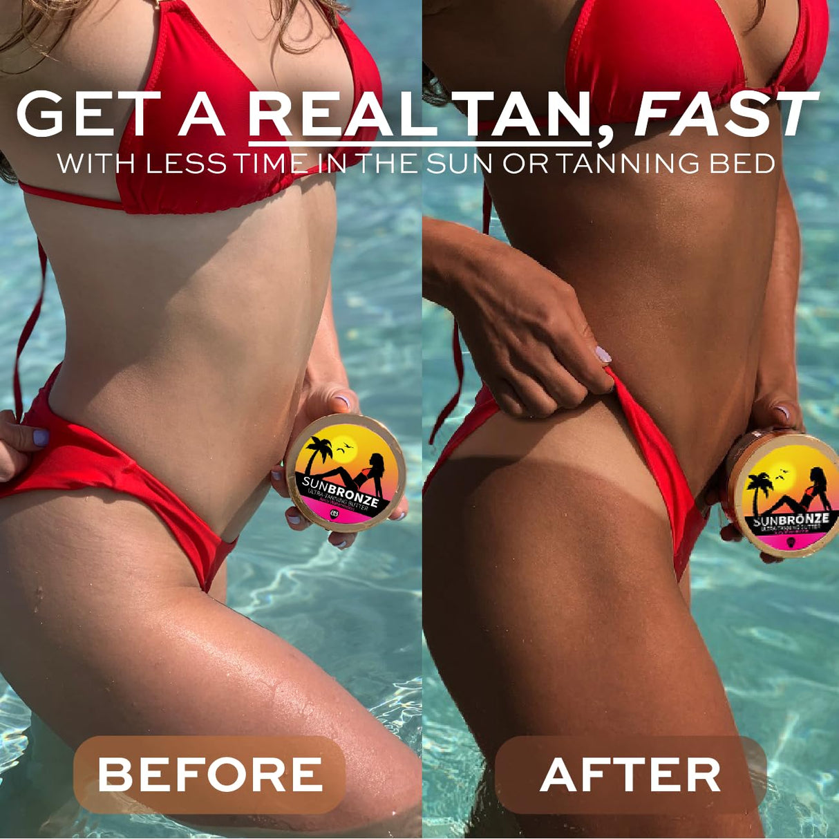 BANGBERRY Original Sun Bronze Ultra Tanning Butter - Juicy Watermelon, Use in the sun outdoor or tanning bed Better than tanning oil Tan faster with premium natural ingredients Safe for Sensitive Skin