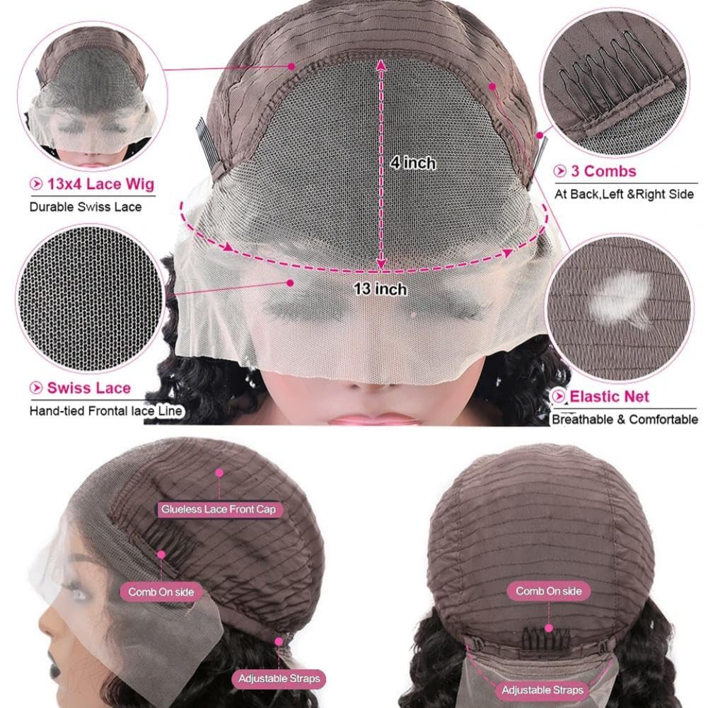 BRUAR 28 Inch Deep Wave Lace Front Wigs Human Hair Pre Plucked 13x4 HD Transparent Lace Frontal Wigs Human Hair 180% Density Deep Curly Glueless Wigs Human Hair for Women