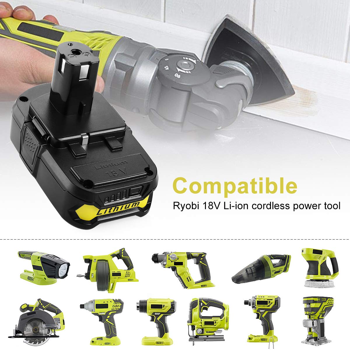 Energup 2Pack 18Volt P102 Replace for Ryobi 18V Batteries and Charger Combo 3.5A, for 18 Volt ONE Plus P103 P104 P105 P107 P109 P190 P191 P122 for Ryobi 18v Battery