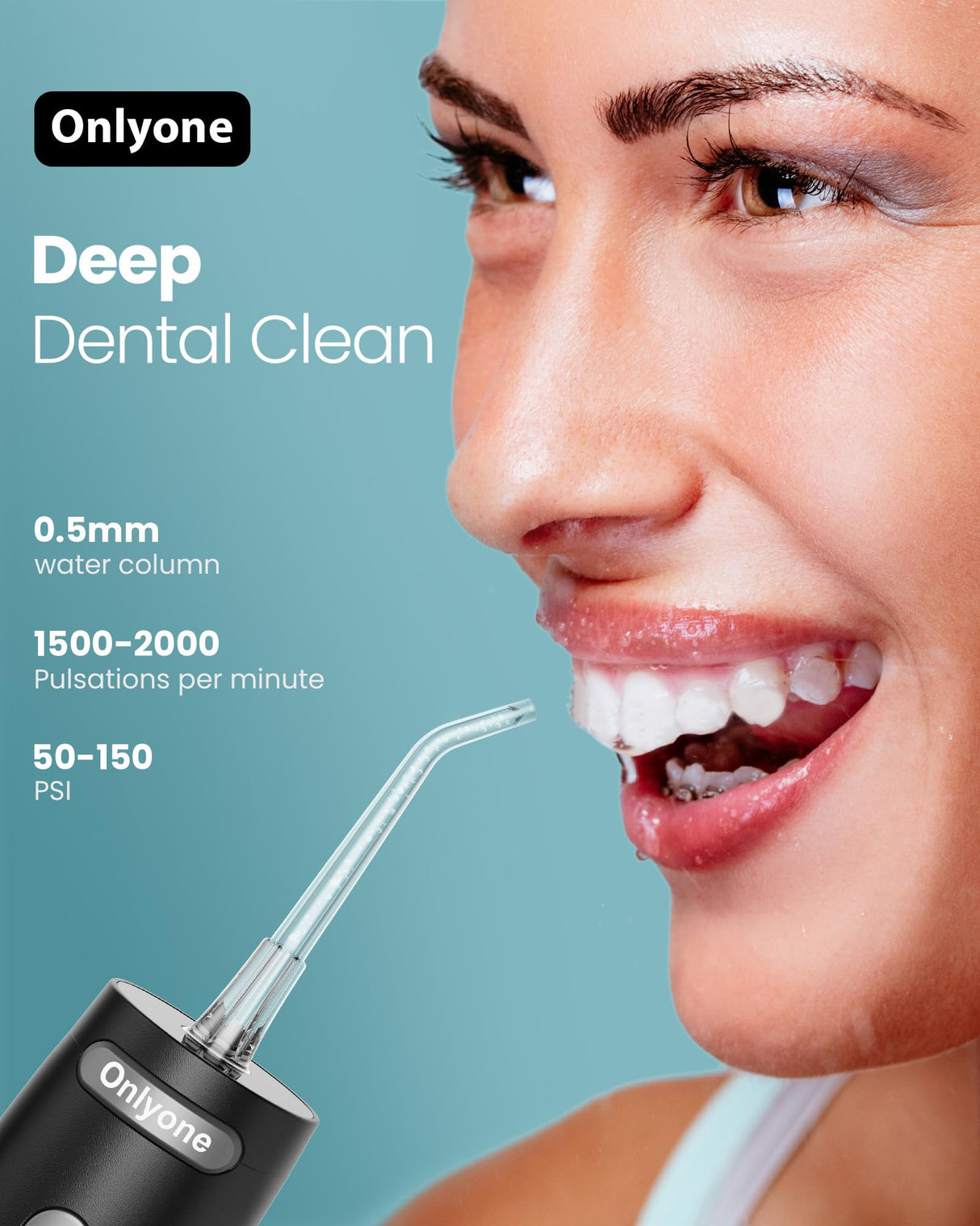 Onlyone Water Dental Flosser, 300ML Portable Oral Irrigator for Teeth, 4 Modes and 5 Jet Tips,Rechargeable Irrigation Cleaner,Electric Flossing Machine Power Flossers & Irrigator Accessories Blue