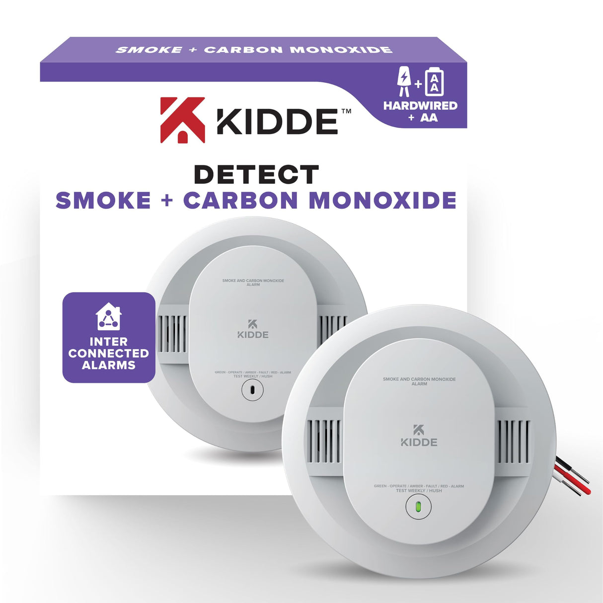 Kidde Smoke Detector with LED Indicators, Fire Extinguisher for Home 1-A:10-B:C Dry Chemical Extinguisher 2 Pack